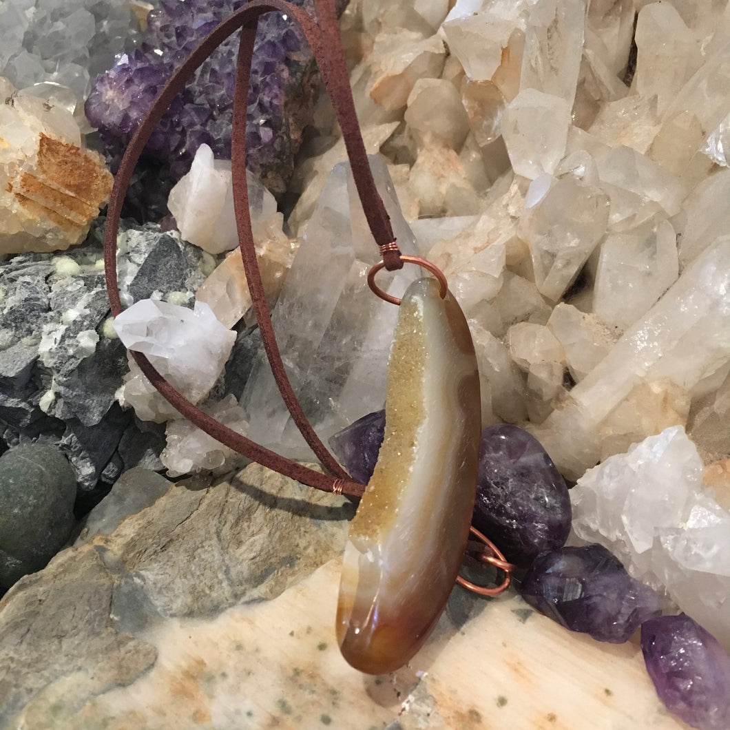 Druzy Agate & Leather Necklace