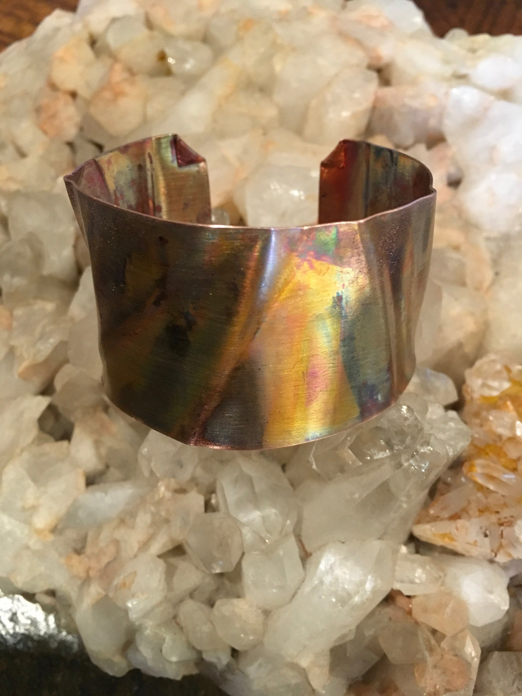 Flame Colored Folded Copper Bracelet