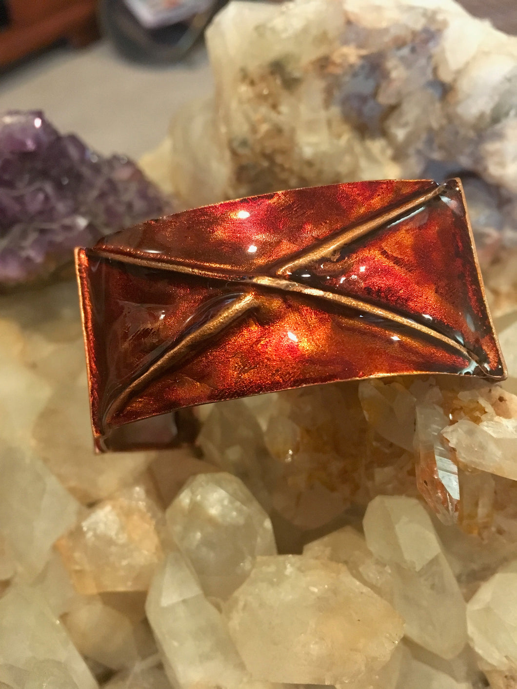 Copper Fold Form Bracelet w/Resin
