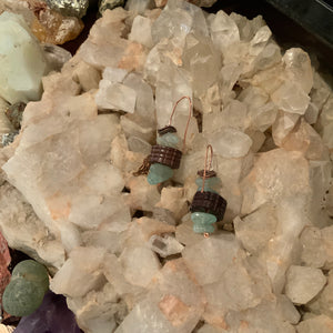 Aventurine, Crystal and Copper Earrings