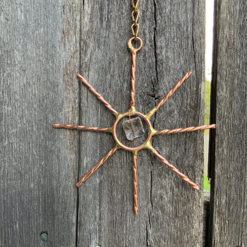 4” Copper and Crystal Sun Suncatcher