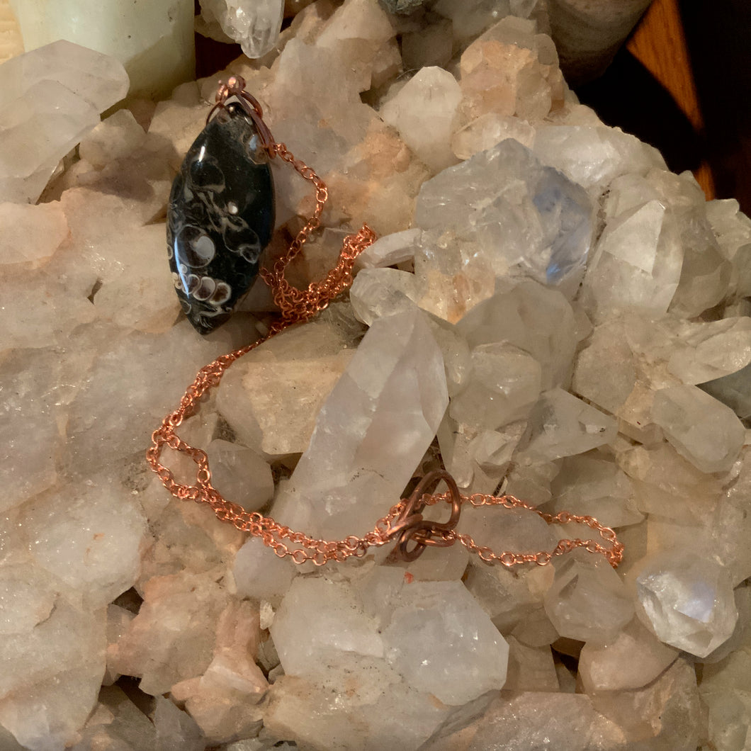 Turritella Agate & Copper Necklace
