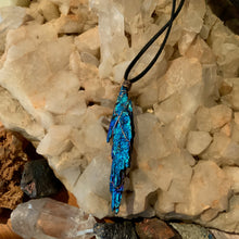 Load image into Gallery viewer, Titanium Coated Kyanite &amp; Leather Necklace