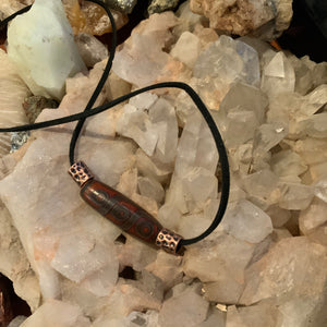 Carved Agate & Leather Necklace
