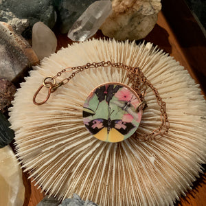 Copper Art & Resin Necklace "Butterflies"
