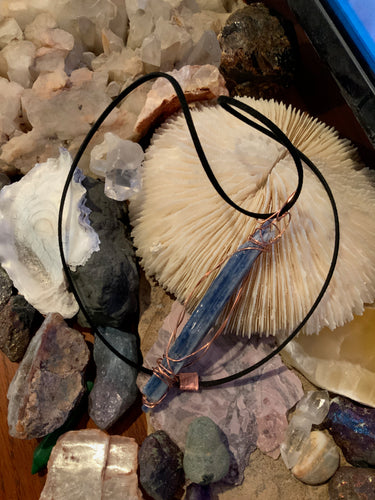 Blue Kyanite and Leather Necklace