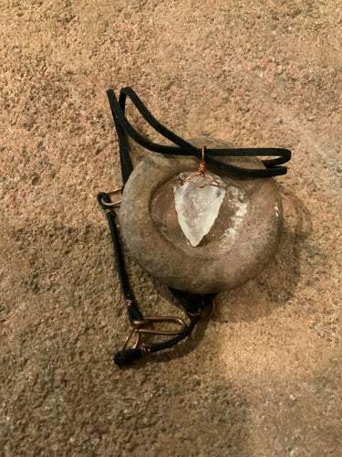 Crystal Arrowhead on Leather Necklace