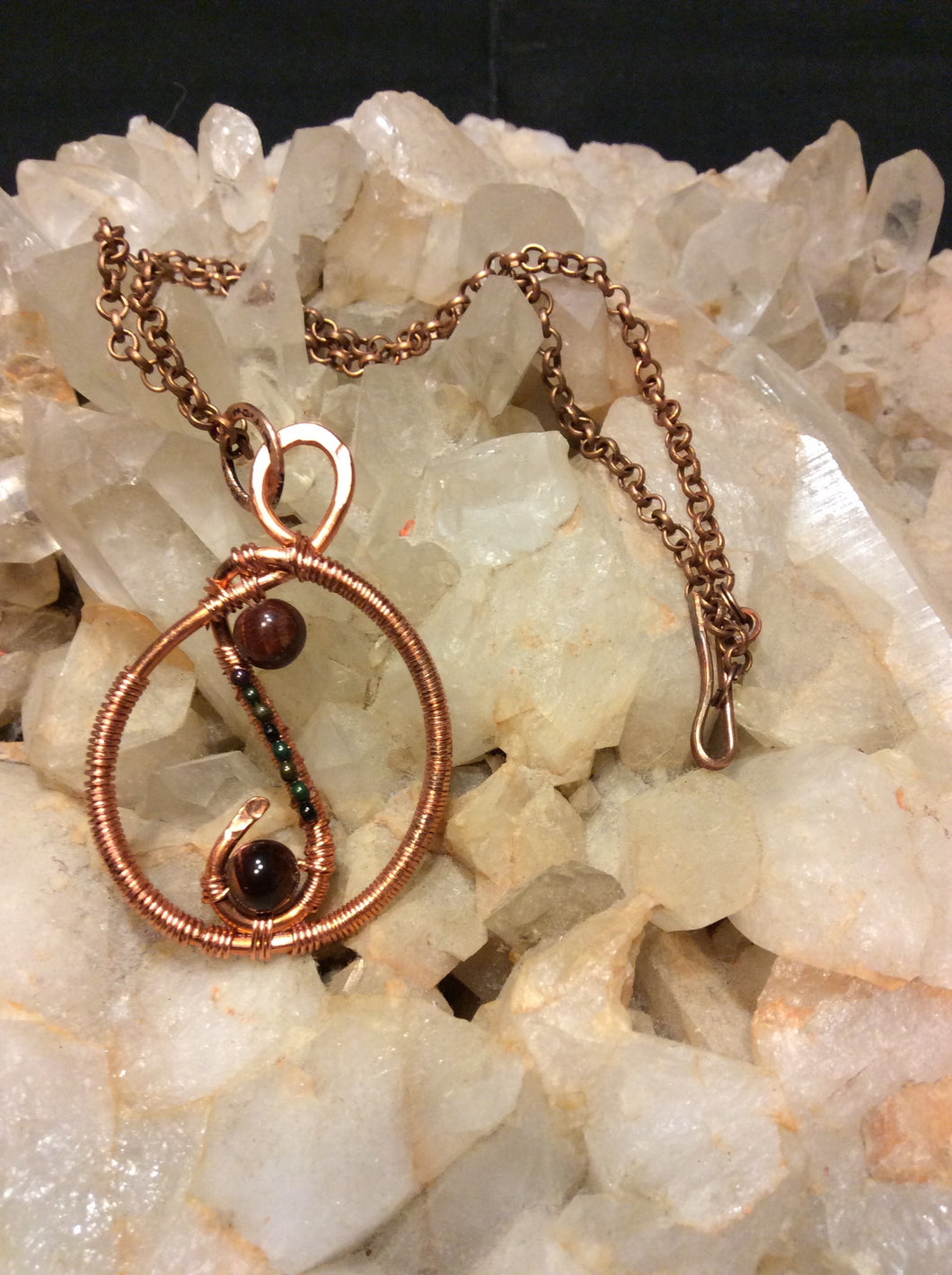 Wire Wrapped Tigers Eye and Copper Necklace