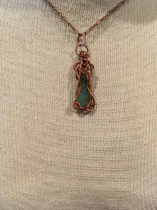 Copper Wire Wrapped Jade Necklace