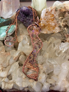 Copper Wire Wrapped & Crystal Necklace