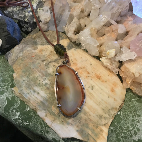 Agate Slab & Copper Necklace