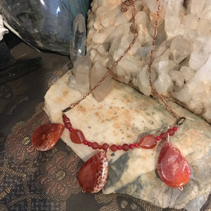 Fire Agate, Carnelian & Copper Necklace
