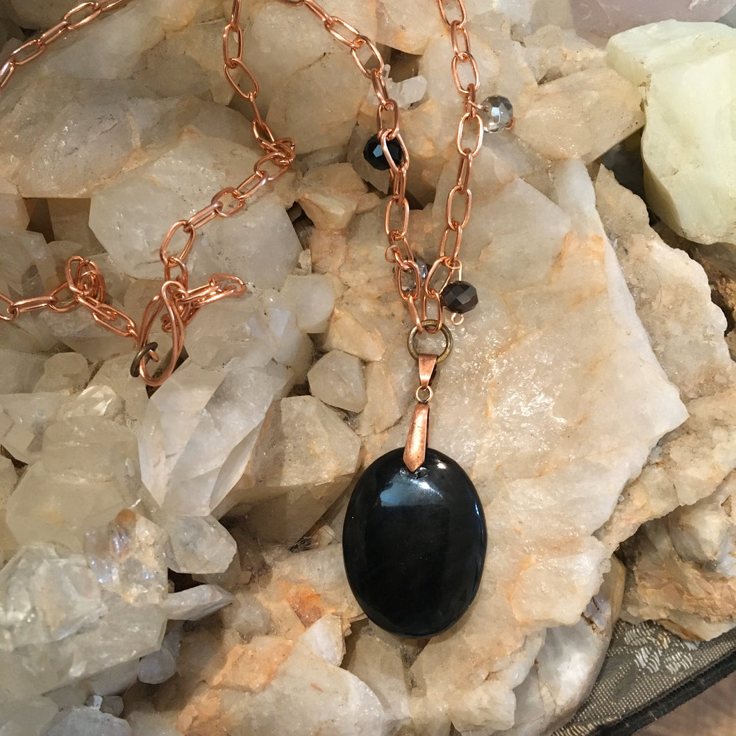 Obsidian & Copper Necklace
